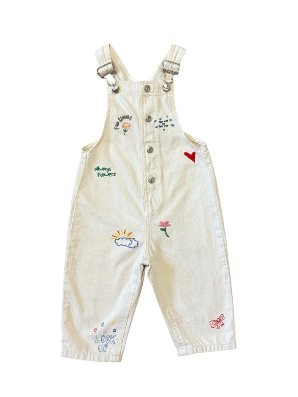 Zara Kids Cream Embroidered Overall